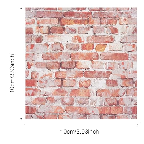 16 PCS Miniature Mini House Floor Tiles Self Adhesive Floor Tiles Faux 3D Brick Wall Paper Sticker for Mini House Decoration, 3.94 Inch (Red Brick A) - color: Red Brick a