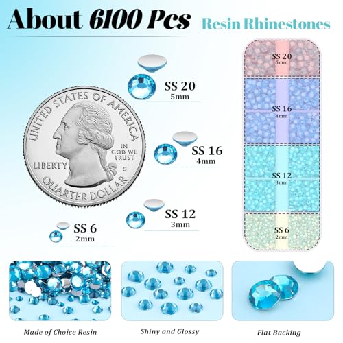 6100Pcs Resin Rhinestones for Crafting with 2Pcs 10ml B7000 Jewelry Glue, 1 Box Flatback Crystals Diamond (Indicolite) for Bedazzling Crafts DIY Nail Art Non Hotfix Gems for Clothing Shoes - color: Indicolite, size: 1 Small Pack + 2Pc Glue