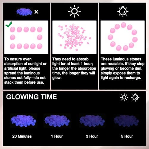 M METERXITY 1000-Pack Glow in The Dark Rocks, 0.43" Resin Outdoor Garden Decorations Luminous Pebbles Stones for Garden Plants/Aquarium/Backyard Path, Aquarium Gravel [Purple] - color: Purple