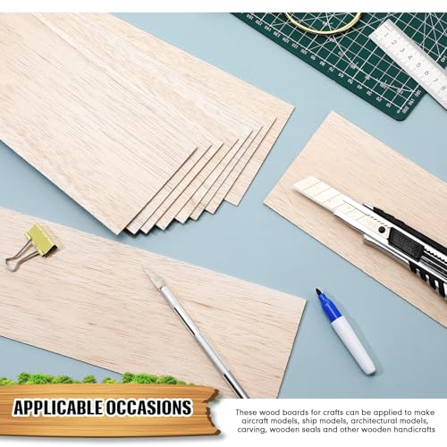 Namalu 10 Pack Unfinished Balsa Wood Sheet DIY, 12 x 4 x 0.12 Inches-3 mm - size: 10 Pack - 12 x 4 x 0.12 Inches-3 mm