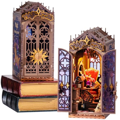 Rolife LED Book Nook Kit Magic Fantasy Corner, DIY Booknook Kit 3D Creative Decorative Bookend Bookshelf Insert, Halloween/Christmas Decorations/Gifts for Adults (Magic Fantasy Corner) - color: Magic Fantasy Corner