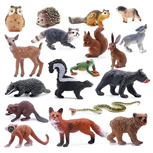 SIENON 18Pcs Mini Forest Animals Figures Assorted Cute Woodland Toys - color: 18pcs Woodland Animals