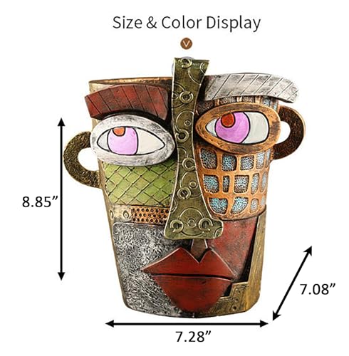 Picasso Abstract Resin Flower Pots Colorful Unique Face Planters Pots Head - color: Retro Face