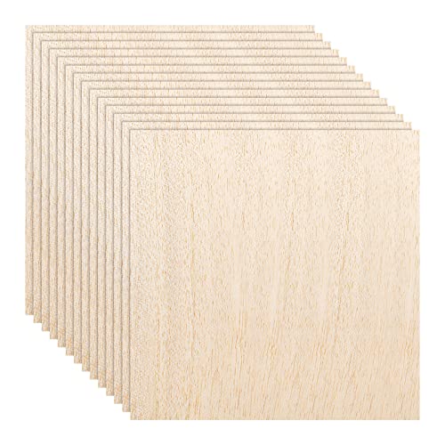 12 Pack Balsa Wood Sheets, 11.8'x11.8'x1/16', Thin Natural Unfinished Wood for Crafts, Hobby, Model Making, Wood Burning and Laser Projects, School and Craft