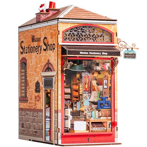 Rolife 3D Wooden Puzzle Book Nook Wisdom Stationery Shop, Book Themed Decorative Insert, Creative DIY Kit for Stationery Lovers & Bookshelves - color: Wisdom Stationery Shop