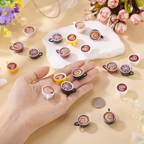 FASHEWELRY 25Pcs Mini Coffee Cups Resin Coffee Mug Model 6 ColorsTea Cup Dollhouse Miniatures for Keychain Halloween Xmas Party Decor Ornaments - color: 6 Colors-coffee Cups