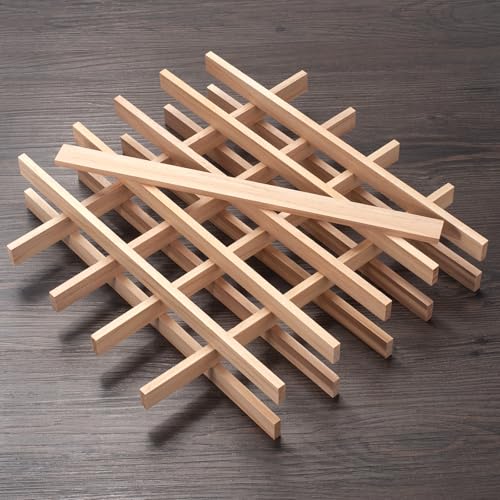 Wood Trim Wooden Strips Slats for Wall, Wooden Dowels Sticks for Crafts, 1/4" × 3/4" × 12", 15 PCS Square Wood Dowel Rods for Crafting, Unfinished Hardwood Sticks Flat Lumber Boards for Woodworking - size: 1/4x3/4x12 in - 15PCS