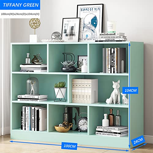 IOTXY Open Shelf Low Bookcase - Wooden 3-Tier Cube Bookshelf, Tiffany-Green - color: Tiffany Green, size: 100CM Base