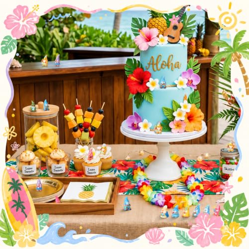Yaomiao 60 Pcs Mini Hawaii Gnome Figurines Bulk Resin Gnome Statues - style: Hawaii Gnome