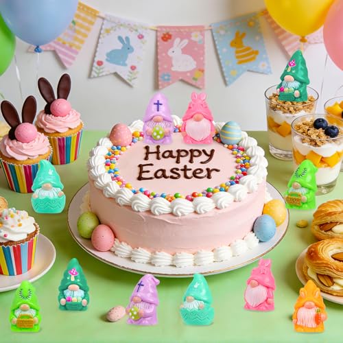 60 Pcs Easter Mini Gnomes Figures Tiny Fairy Resin Gnomes Figurines to Hide Easter Carrot Bunny Ear Basket Eggshell Eggs Element Miniature Gnomes Statues for Party Favors Tiered Tray Garden Decor - color: Orange
