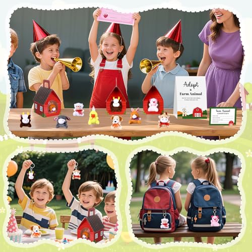 Blueweenly 73 Pcs Adopt a Farm Animal Set Party Favors Mini Plush Farm Toys - style: Farm Animal