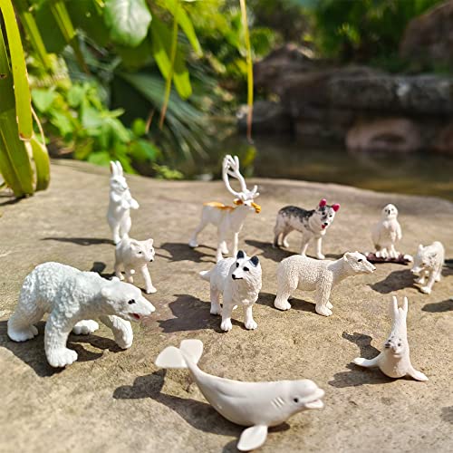 EOIVSH 18PCS Arctic Animal Figures, Realistic Polar Animal Toys Figurines for Kids Toddlers, Plastic Ocean Sea Creatures Figures with Arctic Fox Wolf Snowy Owl Polar Bear Reindeer Bluga Whale - style: 18 PCS