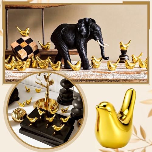 Novabright 50 Pcs Gold Mini Bird Figurines Miniature Resin Bird Statues - style: Bird