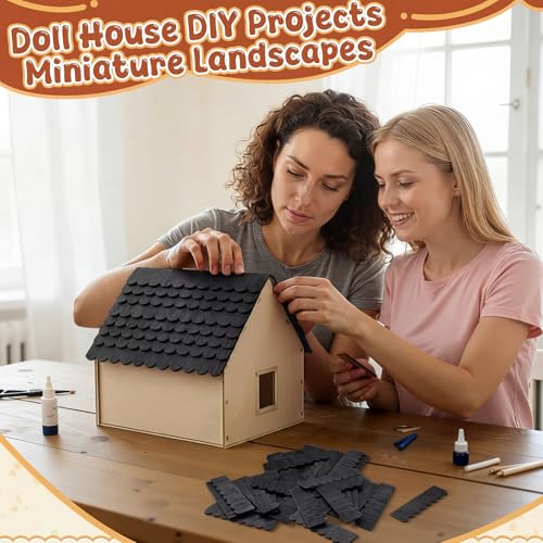 Wenqik 100 Strips Dollhouse Roof Shingles, Black - color: Black