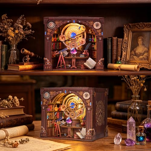 TOYQI Book Nook Kit, DIY Miniature Dollhouse Kit for Adults and Teens - color: Magic Workshop