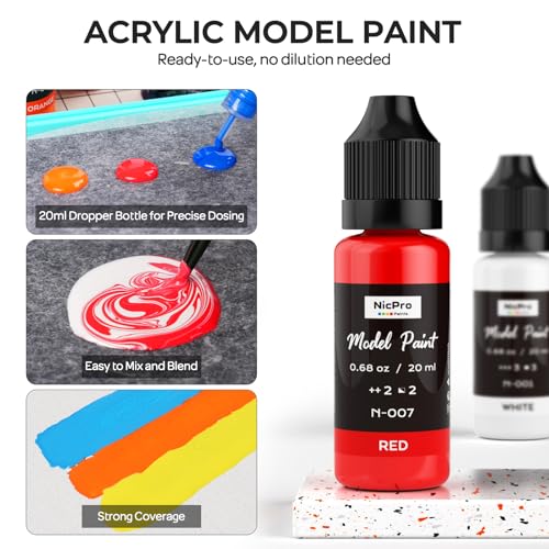 Nicpro 18 Colors Model Paint Set, 20ml Ready to Use Modeling Acrylic Paints - style: 18 Colors Set