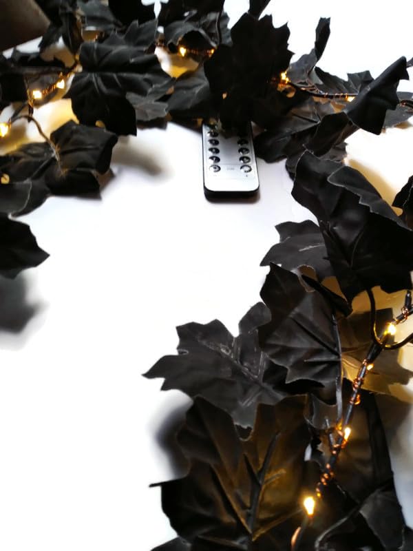 Black Halloween Lighted Hanging Garland 6ft Length with USB Powered LED Lights
