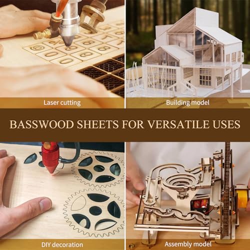 48 Pack Basswood Sheets 12"x12"x1/8" 3mm Basswood for Laser Cutting Laser Engraving Blanks Craft Wood 1/8 Plywood for Laser Cutting for DIY Ornaments and Model Engraving Wood Burning - color: 48Packs Basswood