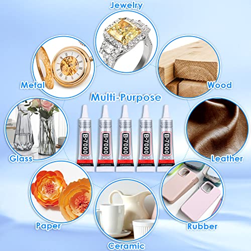 B7000 Jewelry Rhinestones Glue, Cludoo 5PCS B-7000 Clear Super Glue - color: 5x15 ML/ 0.5 oz