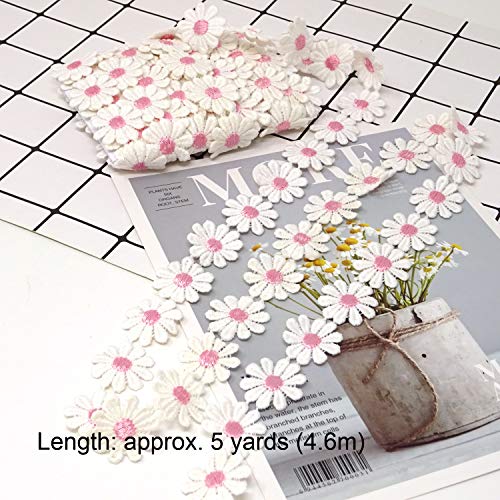 Honbay 5 Yards Decorating Lace Embroidered Trim Ribbons for Sewing or Craft Decoration (Daisy Pink) - color: Daisy pink