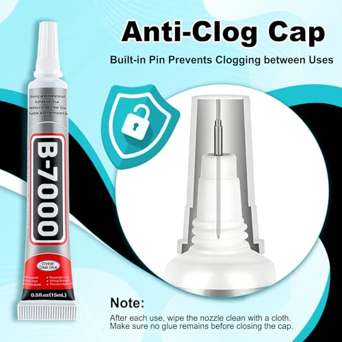 60 Tube B-7000 Glue 15Ml/0.5 fl oz- Strong Transparent Rhinestone Glue with Precision Tip, Waterproof, Flexible, Bulk B7000 Glues Paste Adhesive for DIY Craft Jewelry Making Shoes Phone Repair - color: 60x15 ML/ 0.5 oz