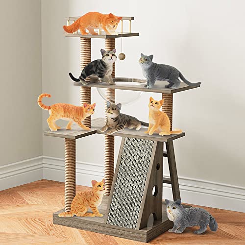 Toymany 8PCS Grey & Orange Cat Figurines Set, Realistic Cat Figures Kitten Toys, Cat Cake Toppers Easter Egg Birthday Gift for Kids Children - style: B-Cats