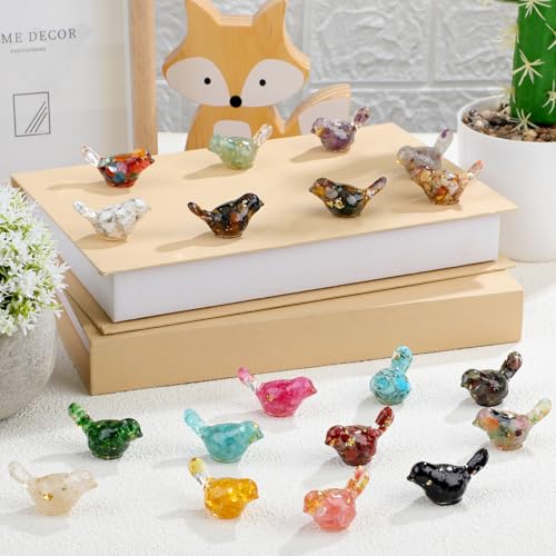 20pcs Crystal Figurines Glass Statue Resin Animal Statues Miniature Decorative Gravel Animal Collectible Figurines Table Home Shelf Decor Gifts for Animals Women Lovers(Bird) - style: Classic