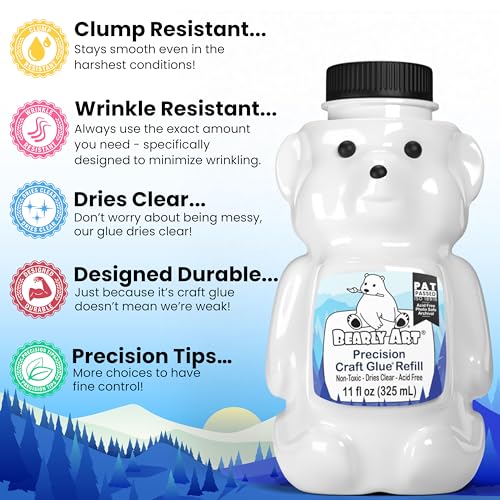 Bearly Art Precision Craft Glue Refill 11 fl oz Archival Dries Clear - size: 11 fl oz
