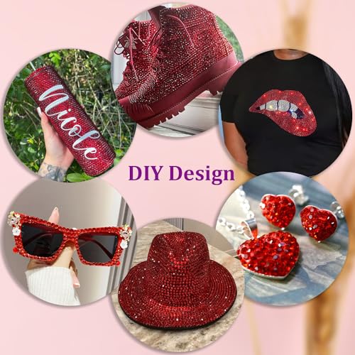 30000Pcs Resin Rhinestones for Bedazzling with Tweezers, Red Rhinestones for Crafting with B7000 Jewelry Glue for DIY Crafts Clothing Tumblers Shoes Fabric Nail Art - color: Red, size: X-Large Pack + 1Pc Glue