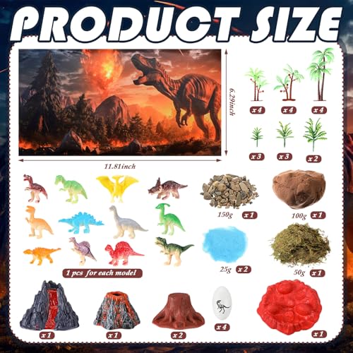 48 Pcs Dinosaur Diorama Kit Habitat Project Box Set - color: Dinosaur