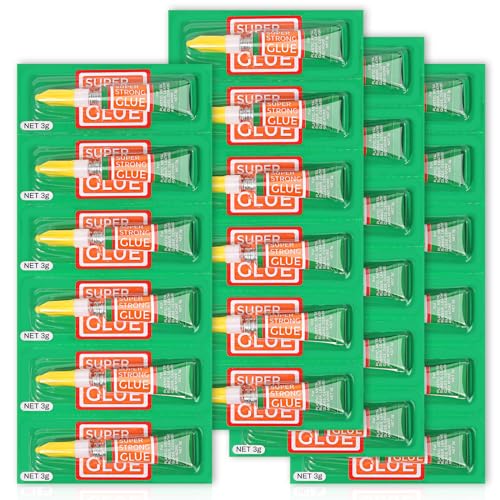 3g X 24 Pack Super Glue Clear for All Purpose, Fast Drying Liquid Formula Super Glue Liquid Cyanoacrylate (Ca) Glue for Plastic, Metal, Wood, Leather, Ceramic, Crafts Repair - style: 24 X 3G，New