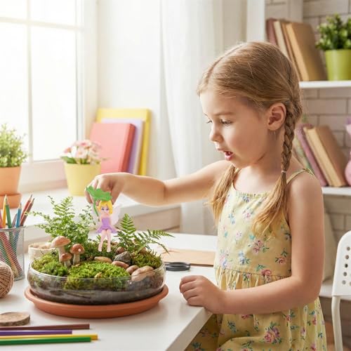 Miniature Fairy Accessories - Small Figurines, Flower Pot & Fairy Garden, Home, Desk Shelf, Moss Landscapes, Car Decor, Compact Gift for Enthusiasts, 4 Pieces (Fairy - Lotus Leaf)