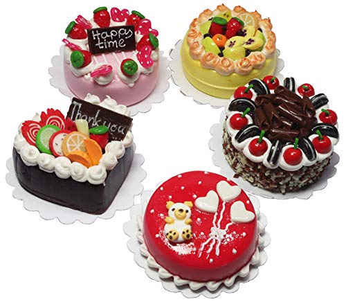 Lovely Mixed 5 Assorted Cake Dollhouse Miniature Food,Tiny Food,Doll Accessories, DIY Crafts & Collectible Miniature Kitchen Decor for Individuals Aged 14 and Above.