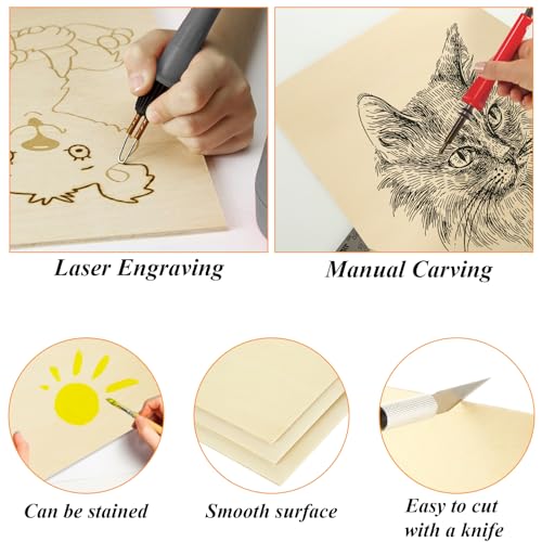 12Pcs 16 x 12 x 1/16 Inch Basswood Sheets, Unfinished Basswood Sheets, Plywood Sheet for Arts and Crafts, Painting, Pyrography, Wood Engraving, Wood Burning, Laser, Architectural Models