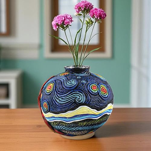 Colorful Abstract Resin Flower Pots Van Gogh Starry Night Unique Plant Pots - color: 3pcs Starry Night