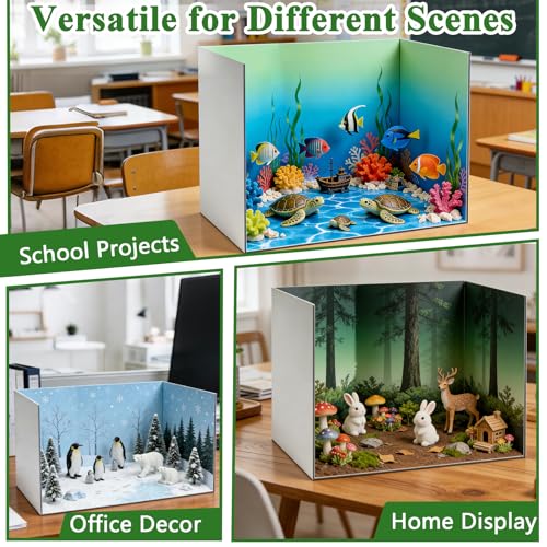 Yalumo Cardboard Diorama Box Kit, 2 Pack Diorama Box for Display, White Cardboard Project Supplies with Double Sided Tapes for DIY Crafts Toys School Projects Model Scenes, 13 x 8.7 x 8.3 Inch
