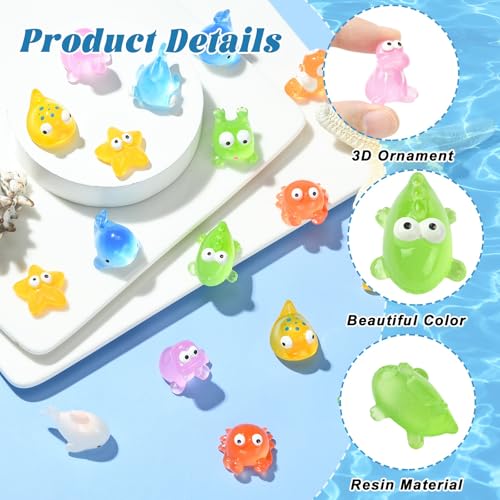 Stiesy 55 Pcs Resin Ocean Animals Miniature Decorations Cute 3D Frog Crab Starfish Whale Shark Tortoise Miniature Figurines Display for Aquarium Pond Bonsai Garden Swimming Pool Accent - color: Ocean Theme-55pcs