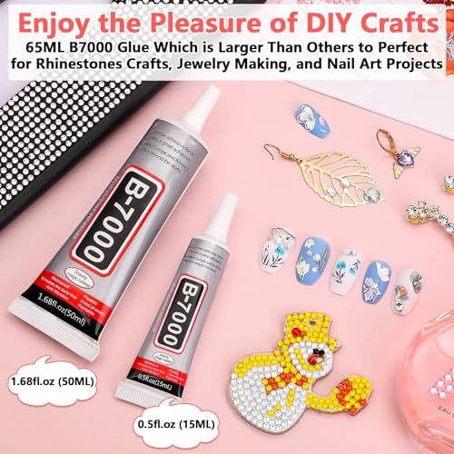 Shynek 2Pcs B7000 Rhinestones Jewelry Glue Clear Adhesive Elastic Bracelet Glue with Precision Tip for Fabric Face Gem Crafts Jewelry Making Clothes Elastic String Metal Stone Wood Glass - color: B