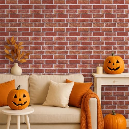 COMSTICKC 3D Peel and Stick Faux Brick Wall Panels for Quick DIY Wall Decor - color: Vintage Red - 01