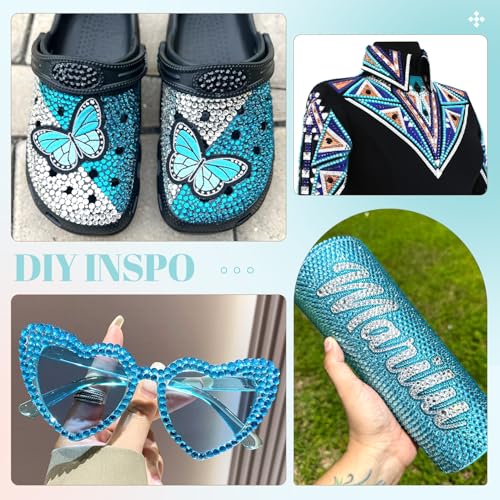 6100Pcs Resin Rhinestones for Crafting with 2Pcs 10ml B7000 Jewelry Glue, 1 Box Flatback Crystals Diamond (Indicolite) for Bedazzling Crafts DIY Nail Art Non Hotfix Gems for Clothing Shoes - color: Indicolite, size: 1 Small Pack + 2Pc Glue