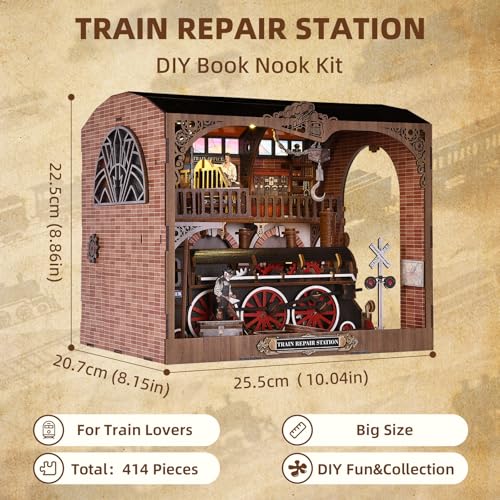 TOYQI Book Nook Kit for Adult, DIY Miniature Dollhouse Kit, Train Model - color: Train Station