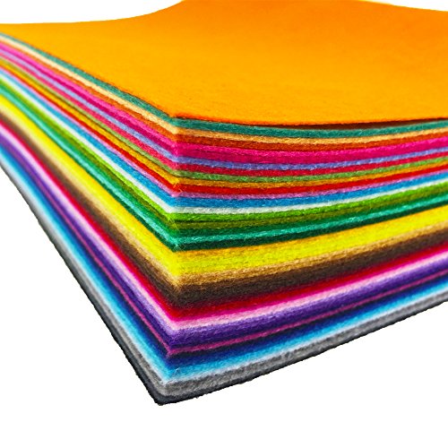 flic-flac 48PCS 8 x 8 inches (20 x 20cm) Assorted Color Felt Fabric Sheets Patchwork Sewing DIY Craft 1mm Thick … (20cm * 20cm, 48pcs) - color: 48pcs, size: 20cm * 20cm
