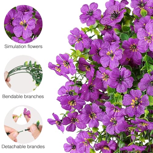 Artificial Hanging Flowers for Outdoors Spring Summer Decor - color: Purple