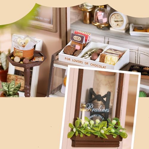 MAGQOO DIY Miniature Dollhouse Kit with Furniture Creative Room Mini Wooden Doll House Accessories DIY Miniature House Kit (Leisurely Joy Bakery) - color: Leisurely Bakery