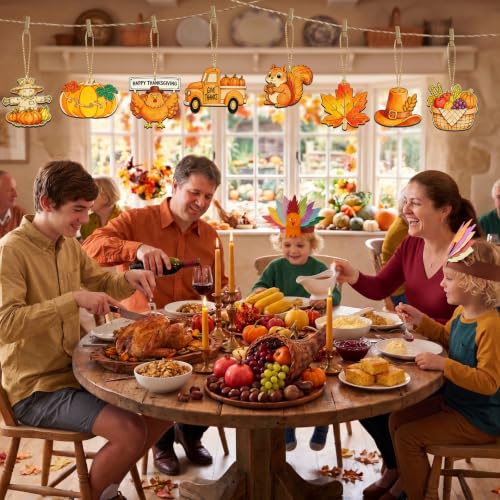 80Pcs Unfinished Fall Ornament Wood Crafts,Wooden Thanksgiving Cutouts - color: Thanksgiving