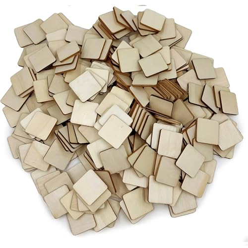 300 Pcs 1 Inch Unfinished Wood Pieces Blank Wood Squares Round Corner for Painting Writing Carving Letter Scrabble DIY (Square 1 x 1 x 0.12 inches) - color: Square 1 x 1 x 0.12 inches