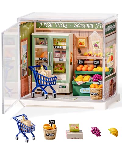 Rolife Super Creator Mini Series Fruits Shop, DIY Plastic Miniature Kits Retail Store Series, Mini Model House Building Set for Teens Aged 14+, DIY Crafts/Hobbies for Adults (Nature Energy Fruits) - style: Nature Energy Fruits
