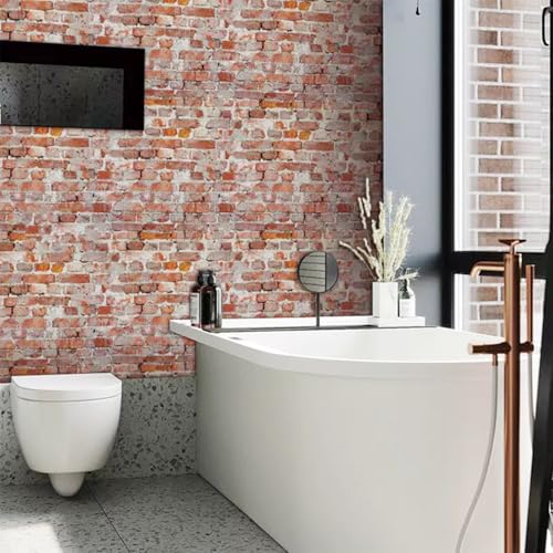 16 PCS Miniature Mini House Floor Tiles Self Adhesive Floor Tiles Faux 3D Brick Wall Paper Sticker for Mini House Decoration, 3.94 Inch (Red Brick A) - color: Red Brick a