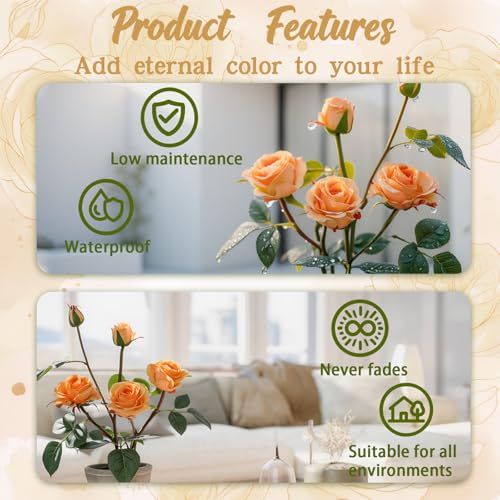 13.6" Artificial Yellow Rose Potted Plant, Mini Faux Floral Decor - color: Rose Yellow