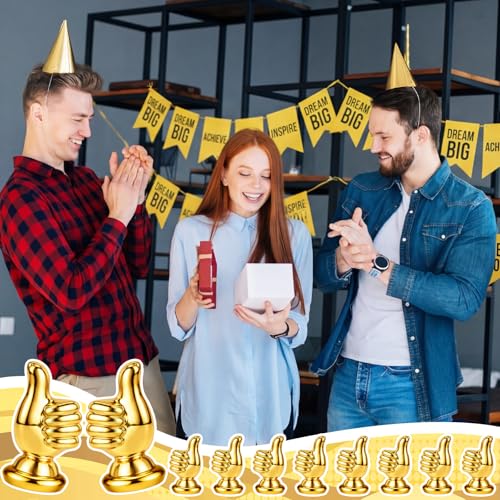 Novabright 50 Pcs Mini Gold Thumbs up Trophy Bulk Resin Award Statues - style: Thumbs